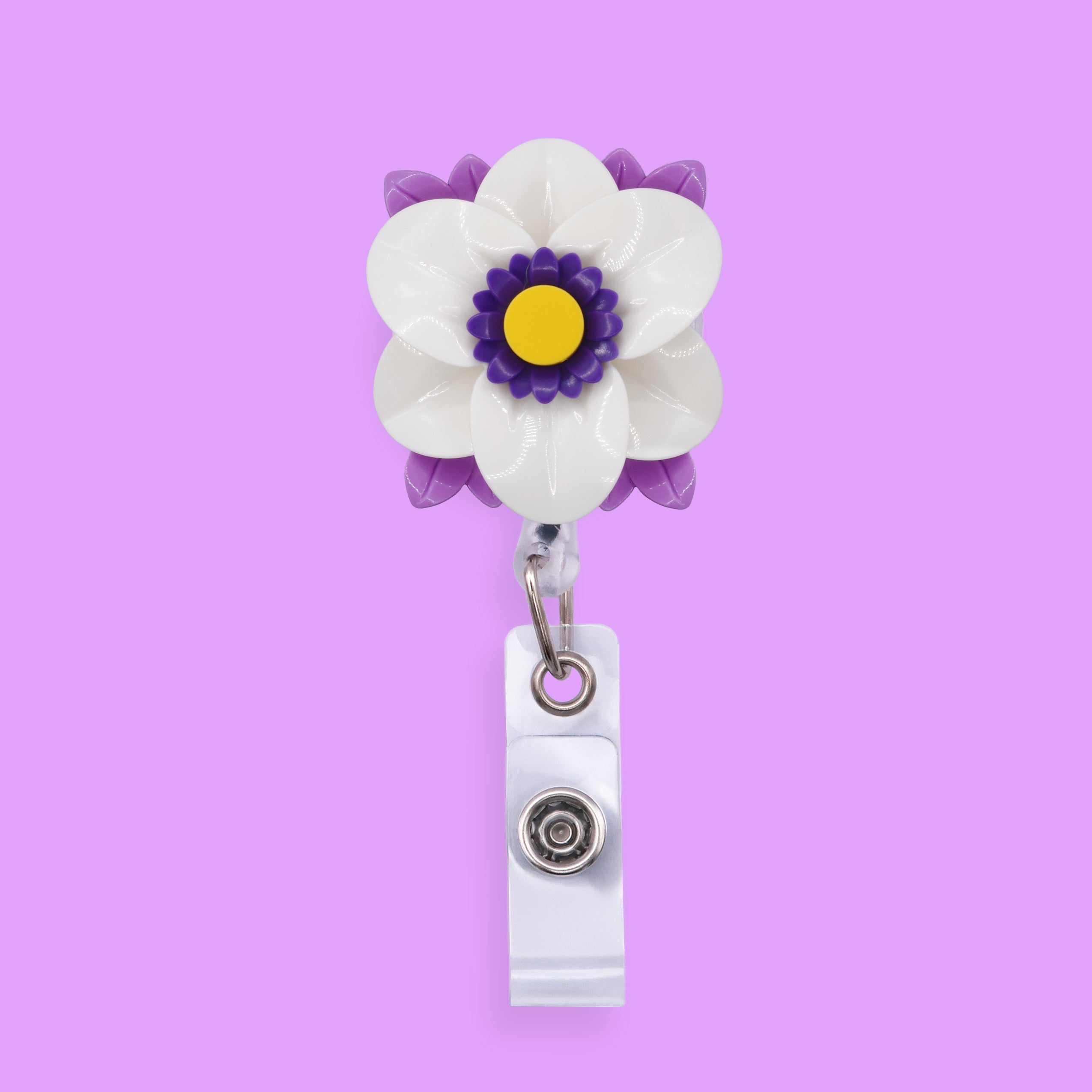 White Lily Badge Reel