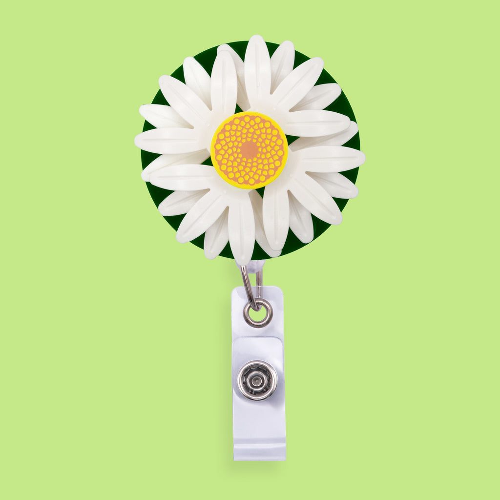 Green Daisy Badge Reel