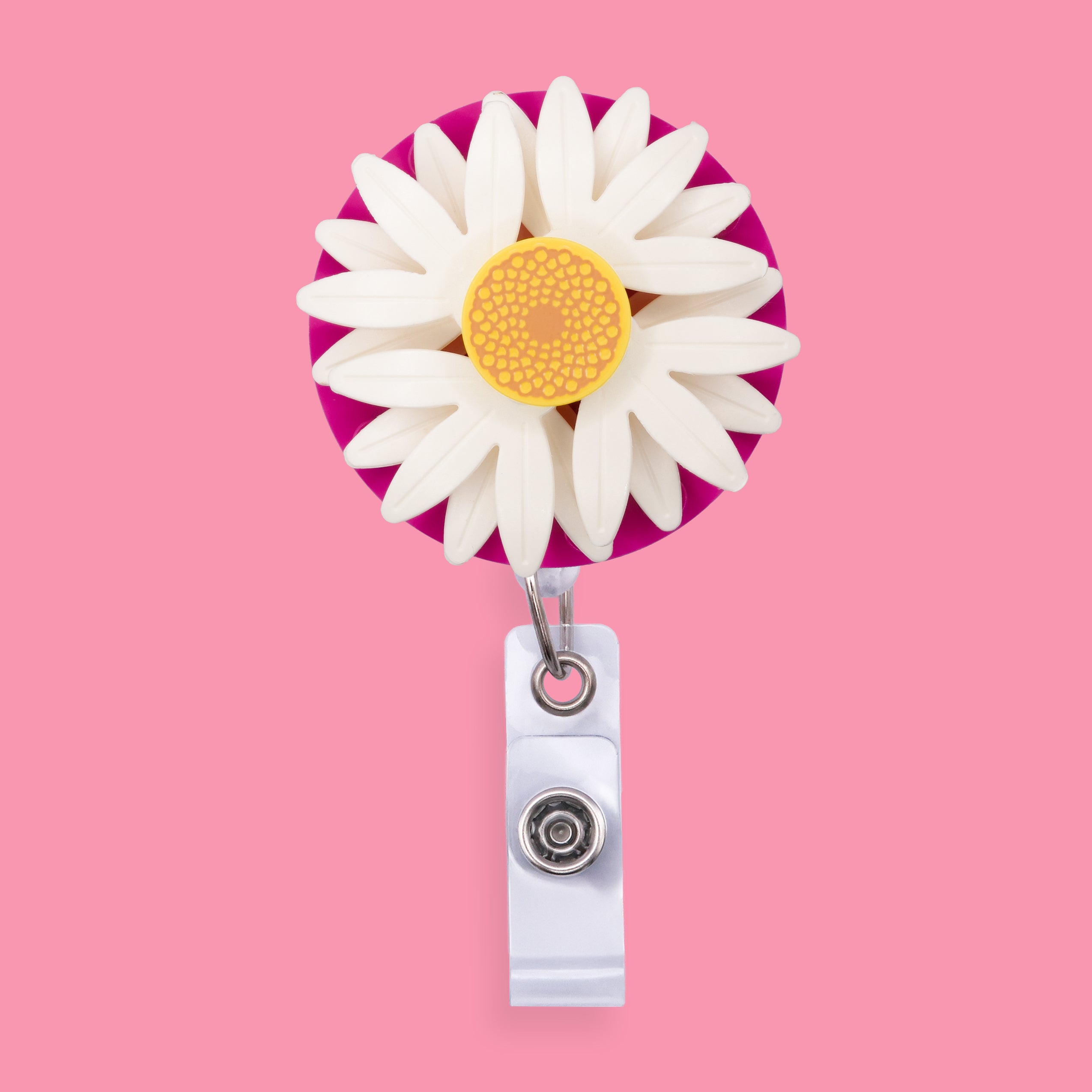 Pink Daisy Badge Reel